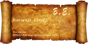 Baranyi Ernő névjegykártya